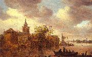 A Church and a Farm on the Bank of a River Jan van  Goyen